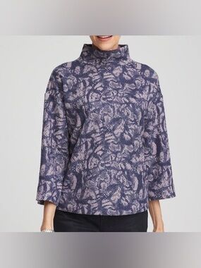 Chico's Blue  Patterned Turtleneck Sweater